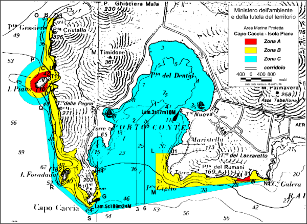 Perimetro dell'Area Marina Protetta Capo Caccia-Isola Piana