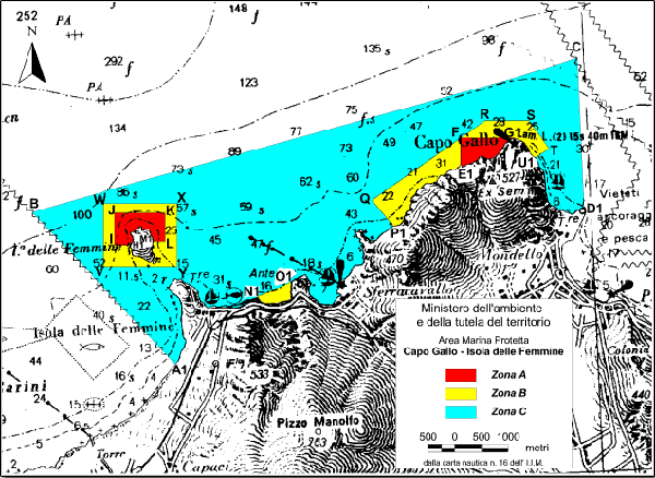 Perimetro dell'Area Marina Protetta Capo Gallo Isola delle Femmine