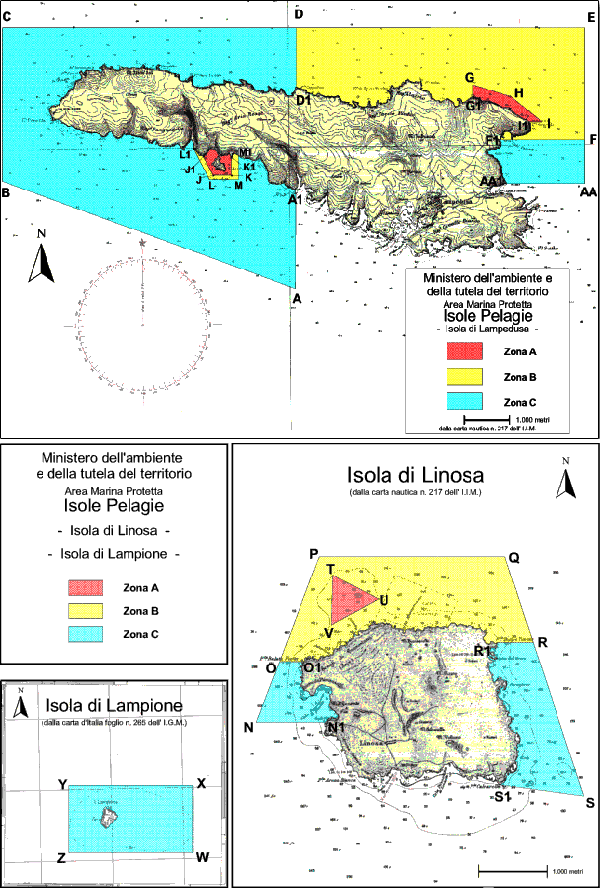 Perimetro dell'Area Marina Protetta Isole Pelagie