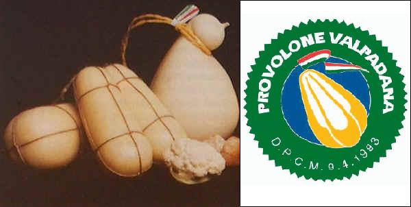 Provolone Valpadana DOP e logo del Consorzio di tutela 