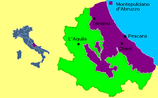 Zona di produzione del Montepulciano d'Abruzzo Colline Teramane DOCG 