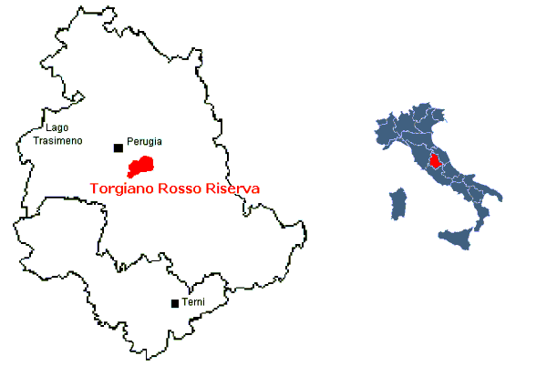 Zona di produzione del Torgiano Rosso Riserva DOCG 